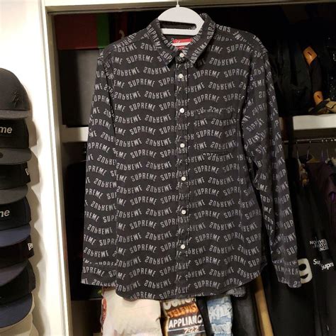 supreme Arc Jacquard Denim Shirts Black - itaca.in