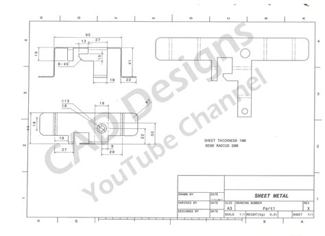 Solidworks Sheetmetal Practice Design with Drawing Sheet | CAD Designs
