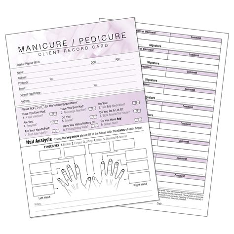 Buy Manicure Pedicure Client Record Card - Consultation Form for Mobile ...