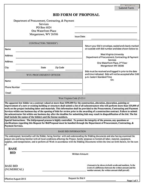 Free Pre Construction Proposal Template - 31 Bid Forms Available
