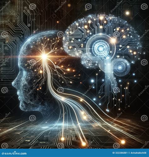 Synaptic Sparks in the Dance of Human Versus AI Cognition Stock Image ...