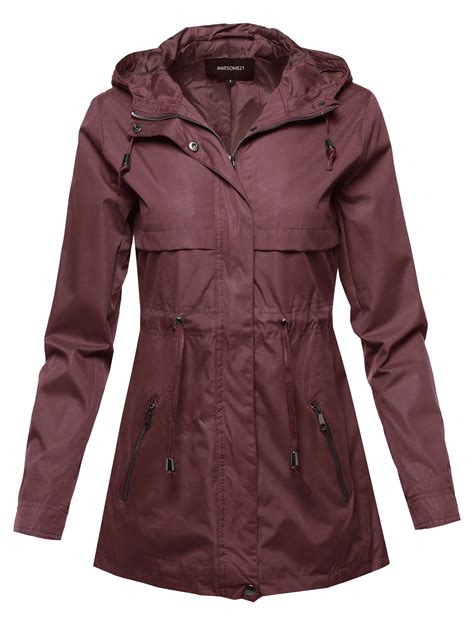 FashionOutfit Women's Solid Lightweight Windbreaker Anorak Jacket With ...