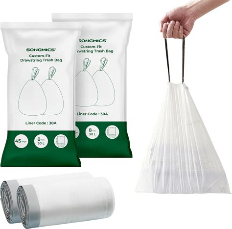 Brandclub - SONGMICS Trash Bags for 8-Gallon (30L) Trash Cans, 90 Count Drawstring Kitchen ...