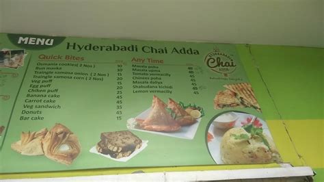 Menu at Hyderbadi Chai Adda, Hyderabad, 1