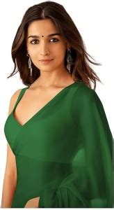 Buy Sanjana Silks Solid/Plain Bollywood Georgette Green Sarees Online ...