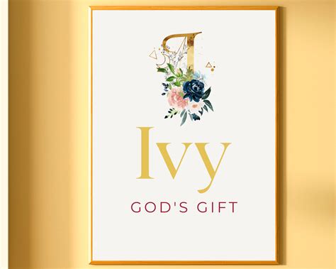 Ivy Baby Name Meaning Wall Art Printable, Custom Initial Print, Nursery ...