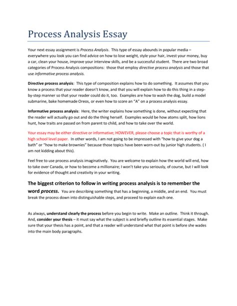 Image result for Process Analysis Essay Examples Introduction