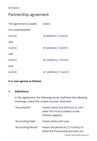 Business partnership agreement template