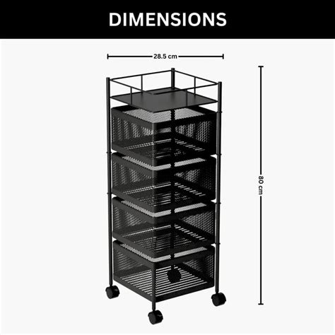Buy LUXE HOME Metal 4-Tier Revolving Kitchen Storage Trolley from Luxe ...