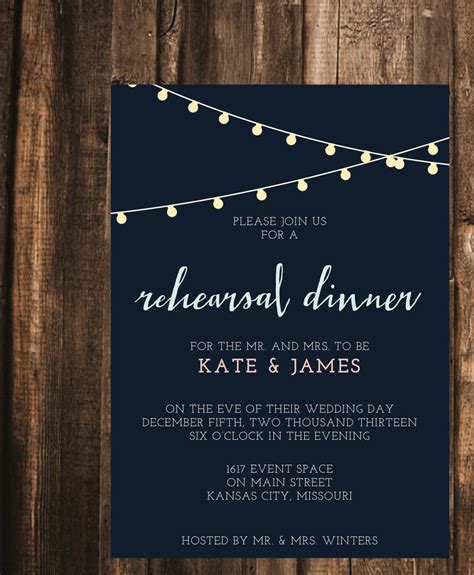 Light Garland Rehearsal Dinner Invitation // 5x7 by blacklabstudio ...