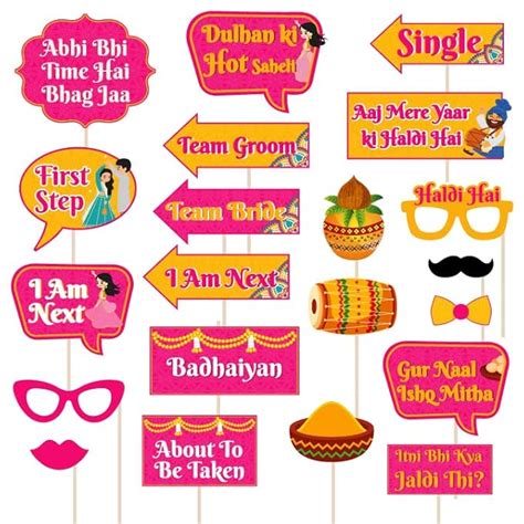 Festiko® Haldi Ceremony Photo Booth Party Props Set of 25 Pcs for ...