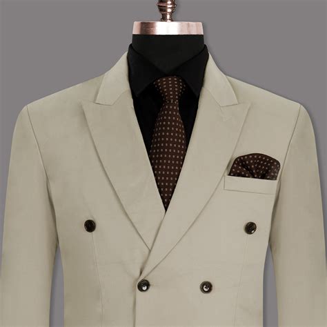 eagle grey Textured Double Breasted Premium Wool-Blend Blazers For Men