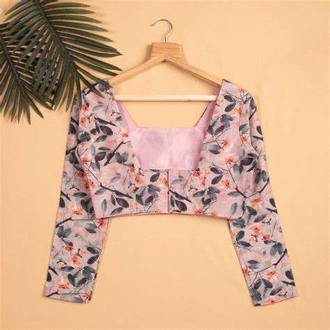 Floral Viscose Chanderi Square Neck Blouse – Fabcurate