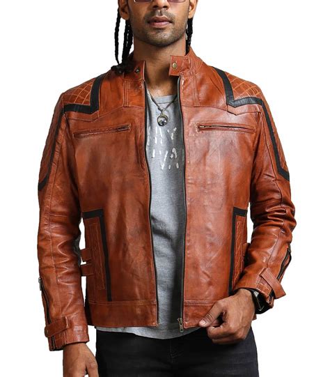 Buy Designer Brown Waxed Leather Jacket for Men | USA Leather Factory