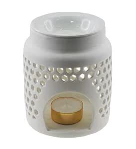 White Tapering Cylindrical Ceramic Burner with Hexagonal Jali ...