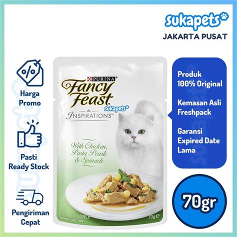 Fancy Feast Adult Cat Inspiration Chicken Pasta Spinach 70gr | Shopee ...