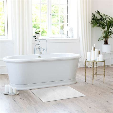 High Low Stripe White Bath Rug 20x30 | At Home