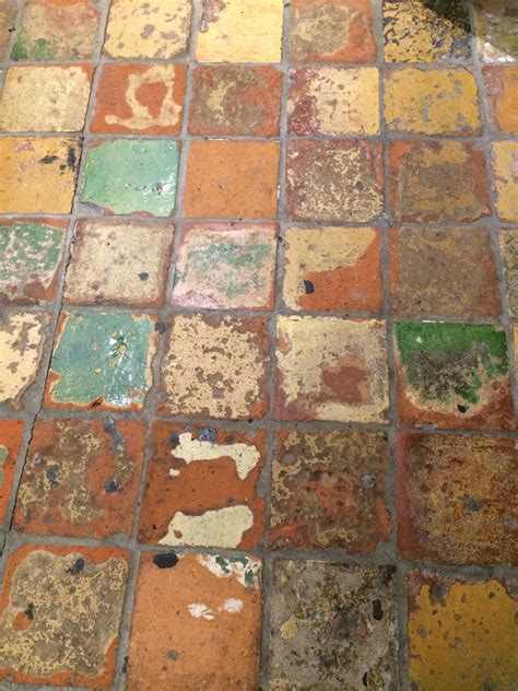 Vintage Tiled Floor with Peeling Paint