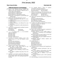 CTET Solved Question Paper - 1 (01 Jan - 2022) - Child Development and ...