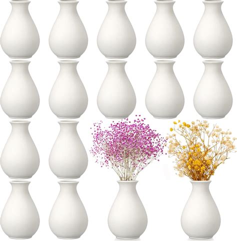 Amazon.com: Tioncy 15 Set White Ceramic Bud Vases Bulk 3.9 Inch Boho ...