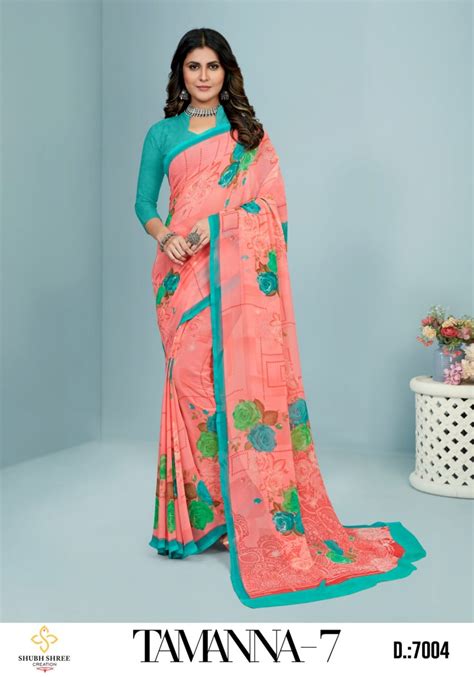 TAMANNA VOL 7 BY SHUBH SHREE CREATION PURE GEORGETTE FANCY PRINT SAREE ...
