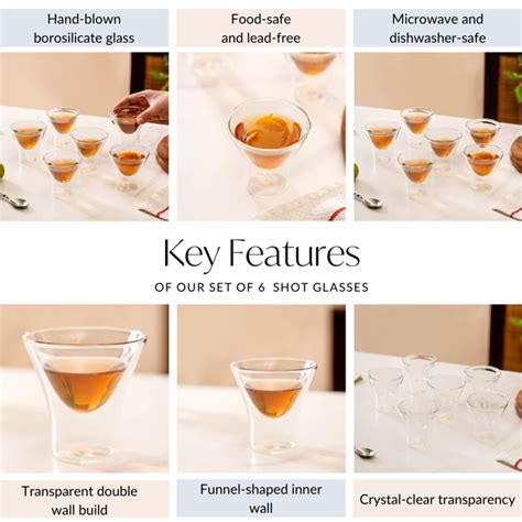 Set Of 6 Funnel Double Wall Shot Glasses 100ml Online - Premium Shot ...