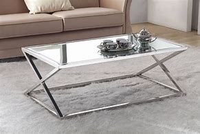 Image result for Square Glass Coffee Table Stainless Steel