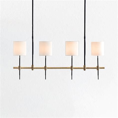 Mid-Century Cylindrical Metal Linear Chandelier , Dining Room Light ...