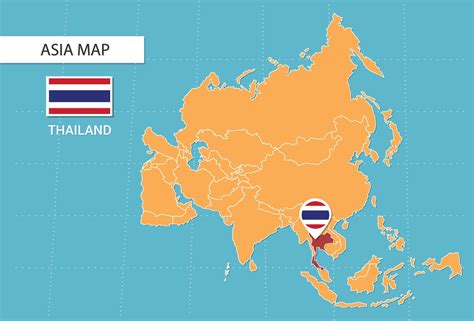 Thailand map in Asia, icons showing Thailand location and flags. 15706214 Vector Art at Vecteezy
