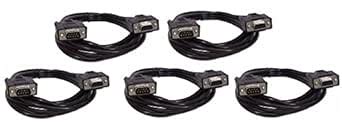 Five Pack of YCS Basics Black 6 Foot DB9 9 Pin Serial / RS232 Male ...