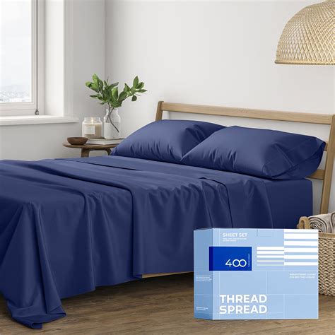 THREAD SPREAD Twin XL Sheets - 400 Thread Count, 100% Cotton, Cooling ...