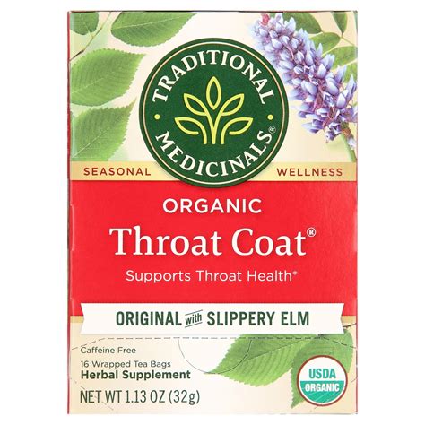 Traditional Medicinals Organic Throat Coat Tea, 16 Bags, Herbal Tea ...