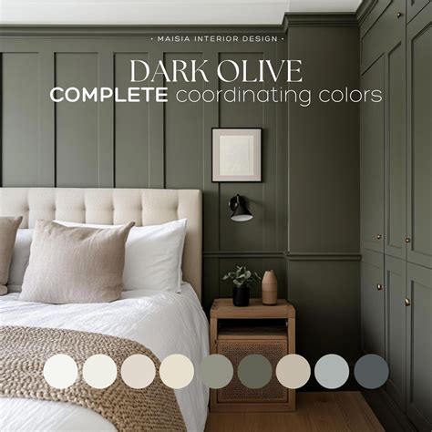 Dark olive whole house paint palette best dark green bedroom moody ...
