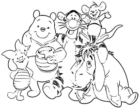 Winnie the Pooh Coloring Pages (19 Printable Sheets, Simple to Draw ...