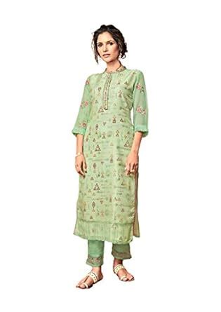 Buy Aliya Fashion Mart Women Readymade Kurti Pant Set Pure Organza ...