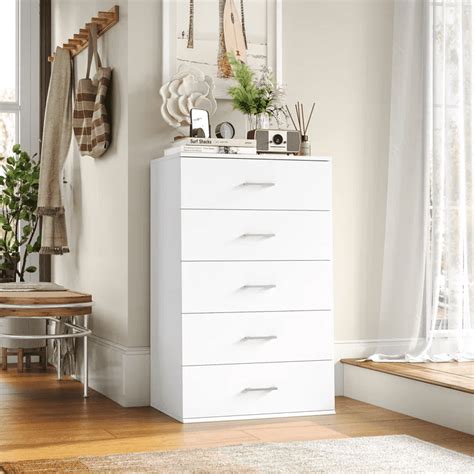 Homfa 5 Drawers White Dresser, Vertical Dresser with India | Ubuy