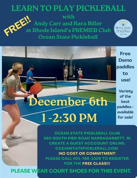 December FREE Clinic - Ocean State Pickleball Club