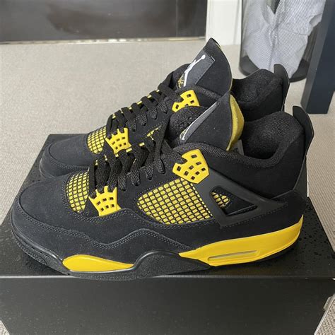 Jordan Men's Yellow and Black Trainers | Depop
