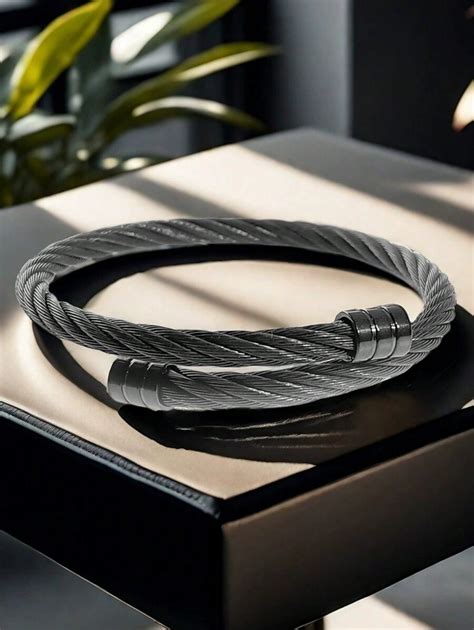 1pc Titanium Steel Wire Bracelet For Men, Punk Hip-Hop Style, Flexible ...