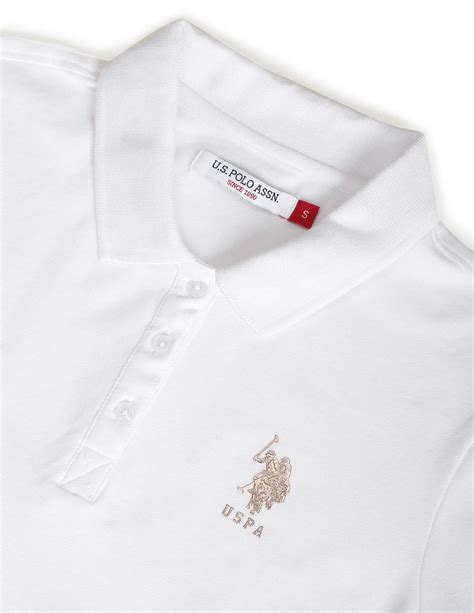 Buy Women Metallic Logo Pique Polo Shirt White|U.S. Polo Assn. India