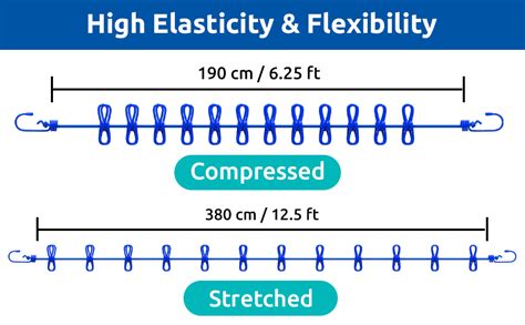 Eightiz Cloth Drying Rope with Hooks Elastic Cloth Hanging Rope for ...