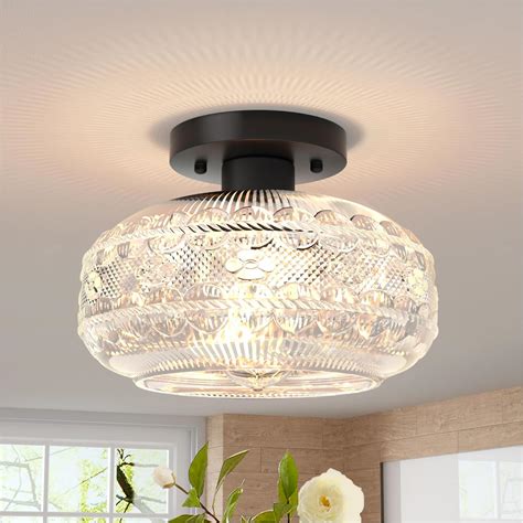 Black Semi Flush Mount Ceiling Light, Hallway Light Fixture Ceiling ...