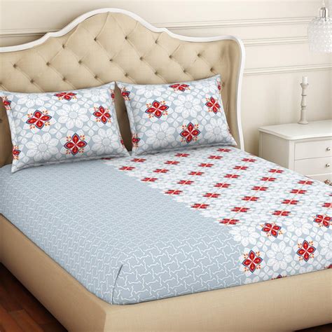 Buy SPACES Blockbuster Cotton 144TC Printed 3Pcs Queen Bedsheet Set ...