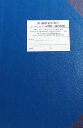 INCIDENT REGISTER 200 PAGES, 80GSM : Amazon.in: Office Products