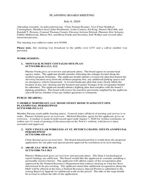 Fillable Online Attending remotely via teleconferencing: Chair Samuel ...