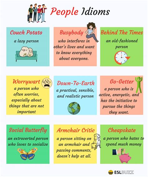 25+ Common Idioms to Describe People in English - ESLBUZZ
