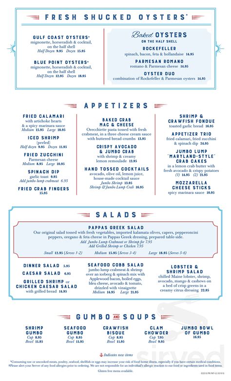 Pappas Seafood House menus in Houston, Texas, United States