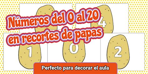 Números del 0 al 20 en recortes de papas