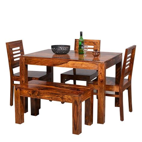 Ramdoot Furniture Solid Sheesham Wood Dining Table Set 4 Seater | Four ...