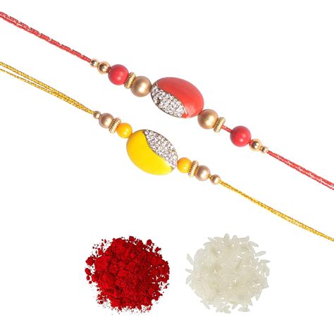 Buy RJKART Beautiful Dora Dori Rakhi Set With Roli Chandan Raksha ...